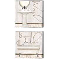 Framed 'Rustic Bathroom 2 Piece Canvas Print Set' border=