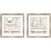 Framed 'Rustic Bathroom 2 Piece Framed Art Print Set' border=
