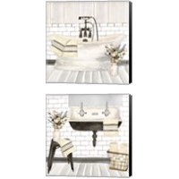 Framed 'Farmhouse Bathroom 2 Piece Canvas Print Set' border=