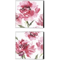 Framed 'Crimson Blossoms 2 Piece Canvas Print Set' border=