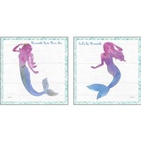 Framed 'Mermaid Friends 2 Piece Art Print Set' border=