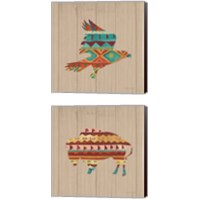 Framed 'Southwestern Vibes on Walnut 2 Piece Canvas Print Set' border=