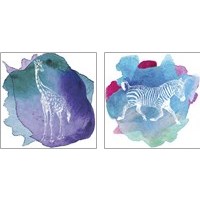 Framed 'Color Spot Safari Animals 2 Piece Art Print Set' border=
