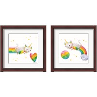 Framed 'Rainbow Caticorn 2 Piece Framed Art Print Set' border=