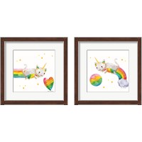 Framed 'Rainbow Caticorn 2 Piece Framed Art Print Set' border=