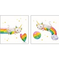 Framed 'Rainbow Caticorn 2 Piece Art Print Set' border=