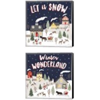 Framed 'Christmas Village 2 Piece Canvas Print Set' border=