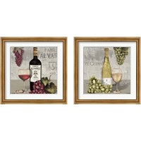 Framed 'Uncork Wine and Grapes 2 Piece Framed Art Print Set' border=