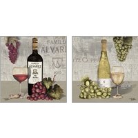 Framed Uncork Wine and Grapes 2 Piece Art Print Set