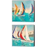 Framed 'Sunset Sails 2 Piece Canvas Print Set' border=