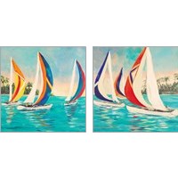 Framed 'Sunset Sails 2 Piece Art Print Set' border=