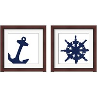 Framed 'Coastal Navy on White 2 Piece Framed Art Print Set' border=