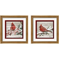 Framed Winter Red Bird 2 Piece Framed Art Print Set