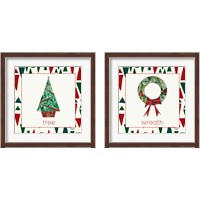 Framed 'Geometric Christmas 2 Piece Framed Art Print Set' border=