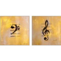 Framed 'Musical Notes 2 Piece Art Print Set' border=