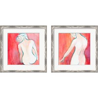 Framed 'Female Watercolor Figure 2 Piece Framed Art Print Set' border=