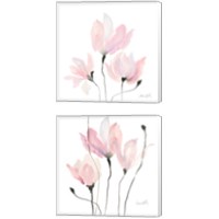 Framed 'Pastel Floral Sway 2 Piece Canvas Print Set' border=