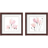 Framed 'Pastel Floral Sway 2 Piece Framed Art Print Set' border=