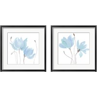 Framed 'Floral Sway Blue 2 Piece Framed Art Print Set' border=