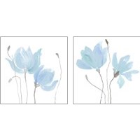 Framed 'Floral Sway Blue 2 Piece Art Print Set' border=