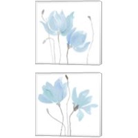 Framed 'Floral Sway Blue 2 Piece Canvas Print Set' border=