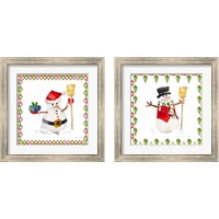 Framed 'Christmas Snowman 2 Piece Framed Art Print Set' border=