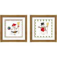Framed 'Christmas Snowman 2 Piece Framed Art Print Set' border=