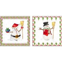 Framed 'Christmas Snowman 2 Piece Art Print Set' border=