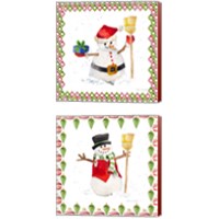 Framed 'Christmas Snowman 2 Piece Canvas Print Set' border=