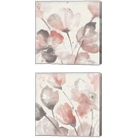 Framed 'Neutral Pink Floral  2 Piece Canvas Print Set' border=