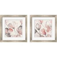 Framed 'Neutral Pink Floral  2 Piece Framed Art Print Set' border=