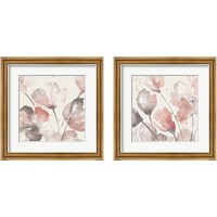 Framed 'Neutral Pink Floral  2 Piece Framed Art Print Set' border=