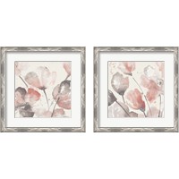 Framed 'Neutral Pink Floral  2 Piece Framed Art Print Set' border=