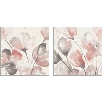 Framed 'Neutral Pink Floral  2 Piece Art Print Set' border=