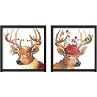 Framed Christmas Light Reindeer Hat 2 Piece Framed Art Print Set