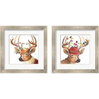 Framed Christmas Light Reindeer Hat 2 Piece Framed Art Print Set