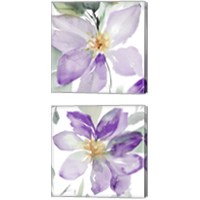 Framed 'Clematis in Purple Shades 2 Piece Canvas Print Set' border=
