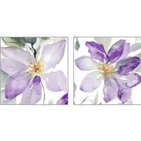 Framed Clematis in Purple Shades 2 Piece Art Print Set