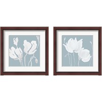 Framed 'White Floral Sway 2 Piece Framed Art Print Set' border=