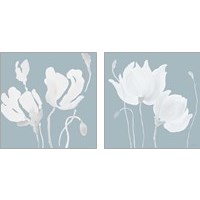 Framed 'White Floral Sway 2 Piece Art Print Set' border=