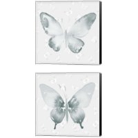 Framed 'Grey Watercolor Butterflies 2 Piece Canvas Print Set' border=