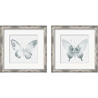 Framed 'Grey Watercolor Butterflies 2 Piece Framed Art Print Set' border=