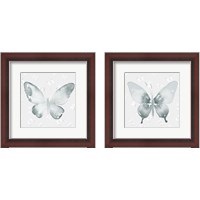 Framed 'Grey Watercolor Butterflies 2 Piece Framed Art Print Set' border=