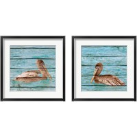 Framed 'Wood Pelican 2 Piece Framed Art Print Set' border=