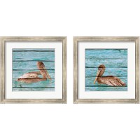 Framed 'Wood Pelican 2 Piece Framed Art Print Set' border=