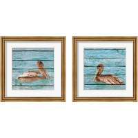 Framed 'Wood Pelican 2 Piece Framed Art Print Set' border=