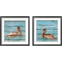 Framed 'Wood Pelican 2 Piece Framed Art Print Set' border=