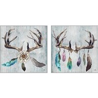 Framed Feathery Antlers 2 Piece Art Print Set