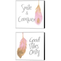 Framed 'Good Vibes And Smiles 2 Piece Canvas Print Set' border=