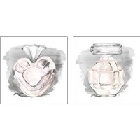 Framed 'Perfume Bottle with Watercolor  2 Piece Art Print Set' border=